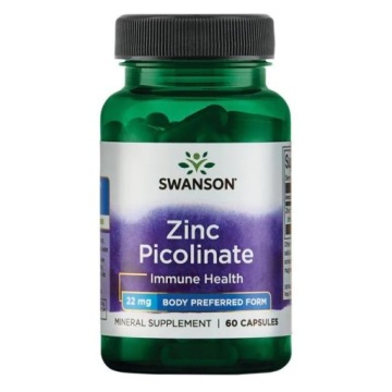 Swanson ZINC Picolinate CYNK Pikolinian 22mg 60k Odporność Skóra Włosy
