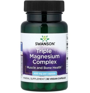 Swanson Triple Magnesium Complex 400mg 30kap Mięśnie Kości Wegan