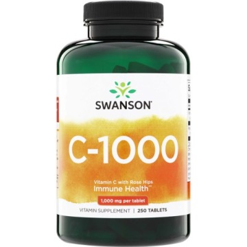 Swanson C-1000 + Dzika RÓŻA Bioflawonoidy 250tab Odporność Metabolizm