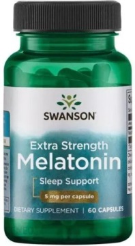 Swanson Melatonina 5mg 60kapsułek Dobry SEN Relax Zmiana Stref Czasowych