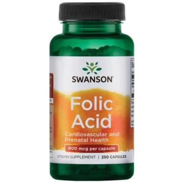 Swanson Folic ACID 800mcg 250k Serce Układ Krążenia Ciąża KWAS Foliowy
