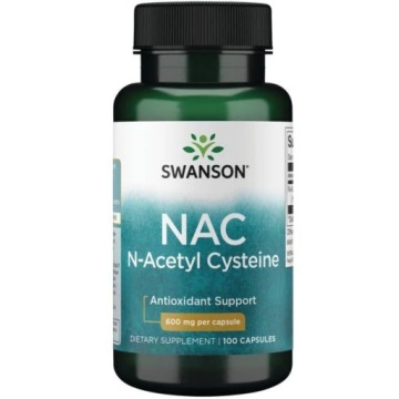 Swanson NAC N-Acetyl Cysteine 600mg 100k Antyoksydant Prekursor Glutationu