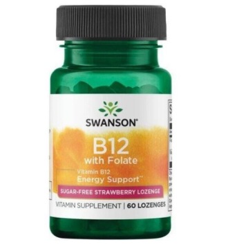 Swanson B12 with Folate 1000mcg 60t do ssania Energia Układ Nerwowy