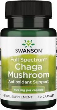 Swanson Chaga Mushroom 400mg 60k KRÓL Grzybów Leczniczych Antyoksydant