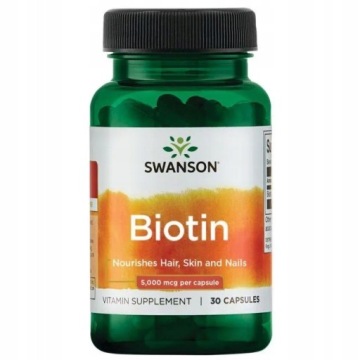 Swanson Biotyna 5000mcg 30k Skóra Włosy Paznokcie Układ Nerwowy
