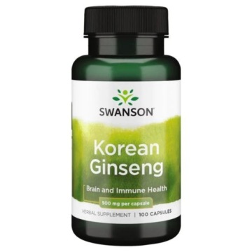 Swanson Koreański Żeń-szeń Ginseng 500mg 100k MÓZG Kondycja Psychofizyczna