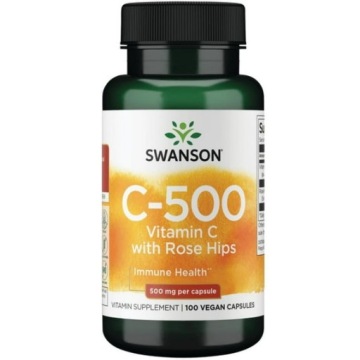 Swanson C-500 ROSE HIPS 500mg 100kap WIT C z Dziką RÓŻĄ Odporność