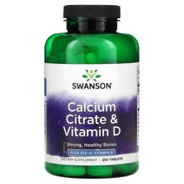 Swanson Calcium Citrate & Vitamin D3 Cytrynian Wapnia 250t
