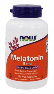 Melatonina 5mg 180k Melatonin NOW Foods Dobry SEN Zmiana Stref Czasowych