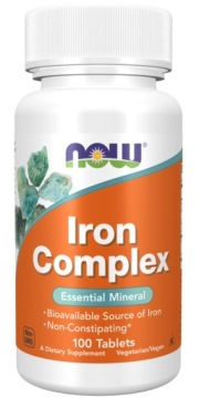NOW Foods IRON Complex 100t Żelazo 27mg Czerwone Krwinki Anemia