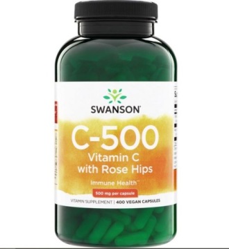 Swanson C-500 ROSE HIPS 500mg 400kap WIT C z Dziką RÓŻĄ Odporność