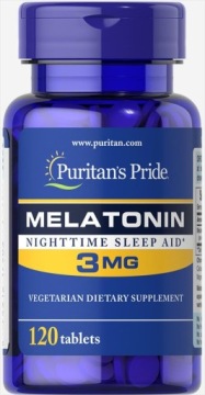 Melatonina 3mg 120tabl Dobry SEN Puritan's Pride Zmiana Stref Czasowych
