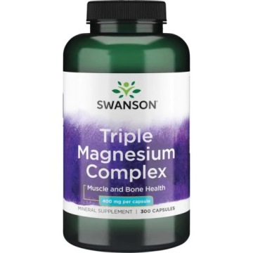 Swanson Triple Magnesium Complex 400mg 300KAP Mięśnie Skurcze Układ Nerwowy