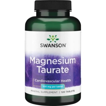 Swanson Taurynian Magnezu 100mg 120t Serce Mięśnie Zdrowe Ciśnienie KRWI