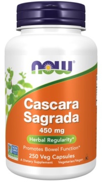 NOW Foods Cascara Sagrada 450mg 250k Układ Pokarmowy Jelita Trawienie