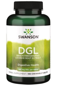 Swanson DGL Lukrecja Korzeń 385mg 180t DO Ssania, Trawienie