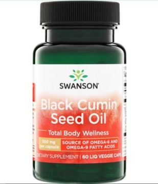 Swanson Black Cumin SEED OIL 500mg 60kap OLEJ Z Nasion Czarnuszki