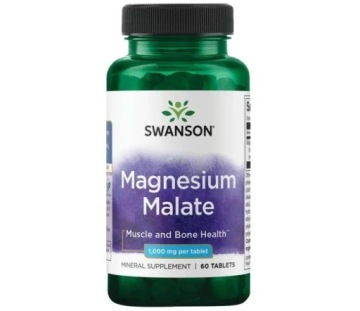 Swanson Magnesium Malate 1000mg 60tab Jabłczan Magnezu Vegan Kości Mięśnie