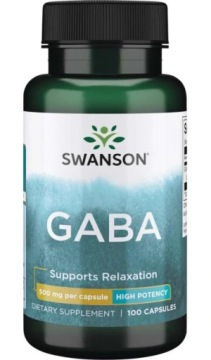 Swanson GABA 500mg 100k Układ Nerwowy Zwiększa Produkcję Hormonu Wzrostu