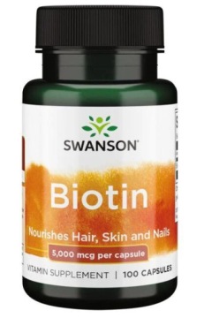Swanson Biotyna 5000mcg 100k Skóra Włosy Paznokcie Układ Nerwowy