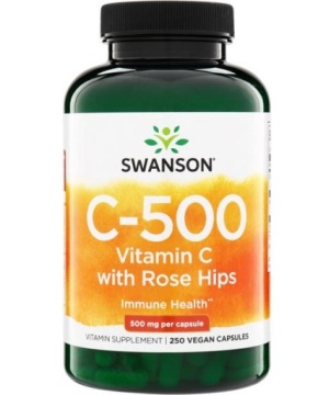 Swanson C-500 ROSE HIPS 500mg 250kap WIT C z Dziką RÓŻĄ Odporność