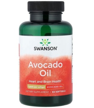 Swanson Avocado OIL 1g 60kap OLEJ Z Awokado Zdrowy Poziom cholesterolu