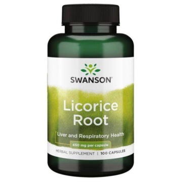 Swanson Licorice ROOT 450mg 100k Korzeń Lukrecji Układ Trawienny Oddechowy