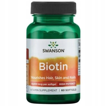 Swanson Biotyna 10000mcg 60k Skóra Włosy Paznokcie Układ Nerwowy