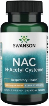 Swanson NAC N-Acetyl Cysteine 1g 60t Antyoksydant Prekursor Glutationu