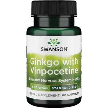 Swanson Ginkgo with Vinpocetine 60k Zdrowy Umysł Krążenie Koncentracja