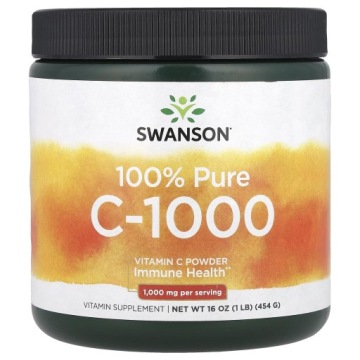 Swanson C-1000 Czysty KWAS L-askorbinowy 1000mg 454g Odporność