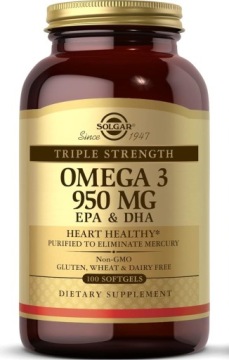 Solgar Omega 3 950mg EPA & DHA 100k Potrójna SIŁA Zdrowe Serce MÓZG I OCZY