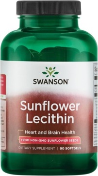 Swanson Sunflower Lecithin 90k Lecytyna Słonecznikowa Serce MÓZG
