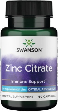 Swanson ZINC Citrate 50mg 60kap Cytrynian Cynku Wegan