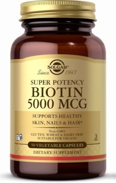 Solgar Biotin Biotyna 5000mcg Skóra Włosy Paznokcie 50k