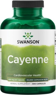 Swanson Cayenne 450mg 40,000 hu/g 300k Krążenie KRWI Serce Kontrola WAGI