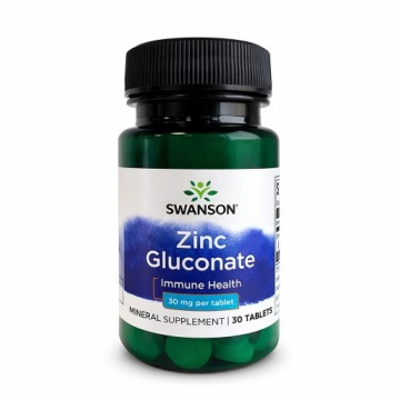 Swanson ZINC Gluconate 30mg 30t CYNK Glukonian Odporność Zdrowa Skóra