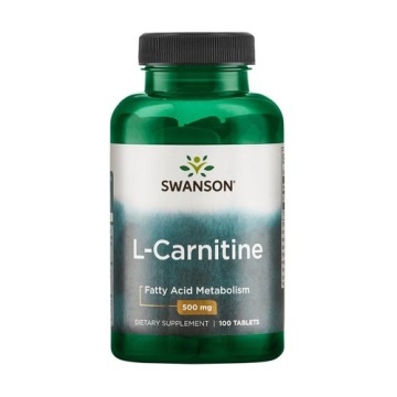 Swanson L-carnitine 500mg 100t Spalanie Tłuszczu Wytrzymałość Mięśnie