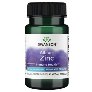 Swanson Albion ZINC 30mg 90kap CYNK Chelat Aminokwasowy Odporność