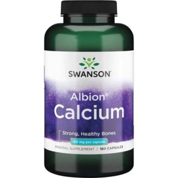Swanson Albion Calcium 180mg 180kap Chelat Wapnia Zdrowe Kości i Zęby