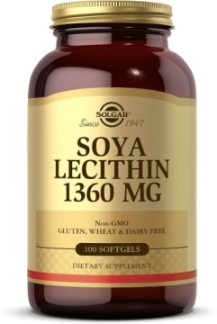 Solgar SOYA Lecithin 1360mg 100k Lecytyna Sojowa Układ Nerwowy, Krążenia