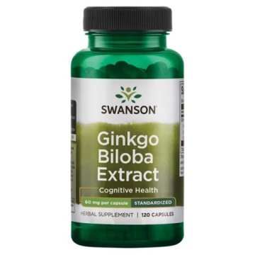 Swanson Ginkgo Biloba Extract 60mg 120k Koncentracja Sprawność Umysłowa