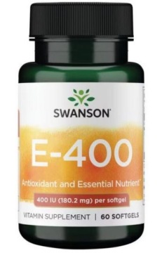Swanson E-400 Antyoksydant 400IU/180.2mg/60 Tokoferol Skóra Antyoksydant