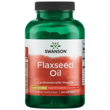Swanson Flaxseed OIL 1G 100k Serce Krążenie Prawidłowy Poziom Cholesterolu