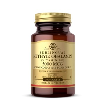 Solgar B12 Metylokobalamina 5000 30tabl do ssania Energia