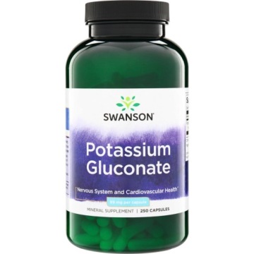Swanson Potassium Gluconate 99mg 250k Glukonian Potasu Układ Nerwowy Serce