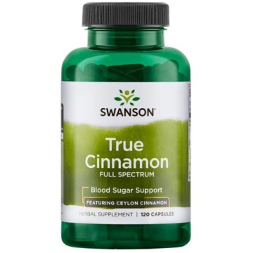 Swanson TRUE Cinnamon 120kap Cynamon Cejloński Obniża poziom cukru