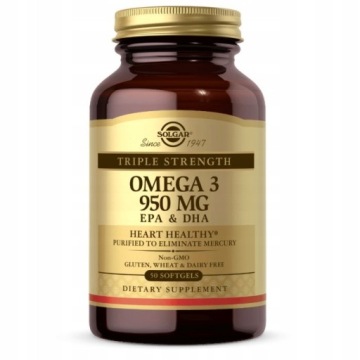 Solgar Omega 3 950mg EPA & DHA 50k Potrójna SIŁA Zdrowe Serce MÓZG I OCZY