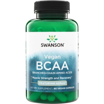 Swanson Vegan BCAA zawiera AjiPure 90kap + B6 Mięśnie Regeneracja