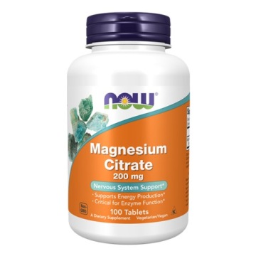 NOW Foods Magnesium Citrate 200mg 100tab Cytrynian Magnezu
